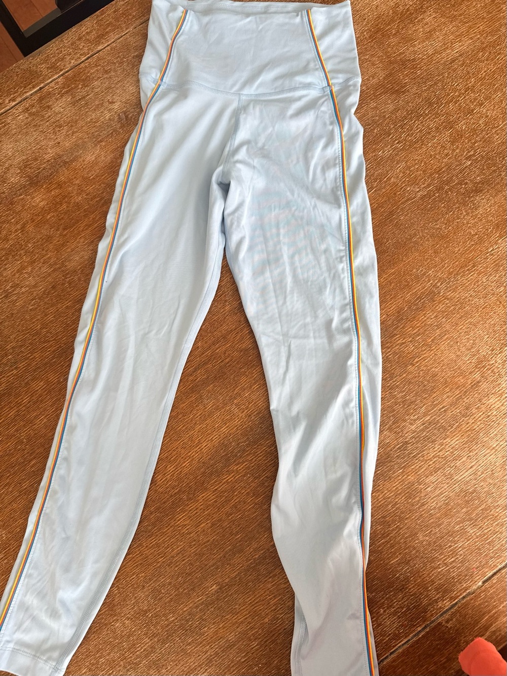 Nike Light Blue Leggings with Rainbow Side Stripe
